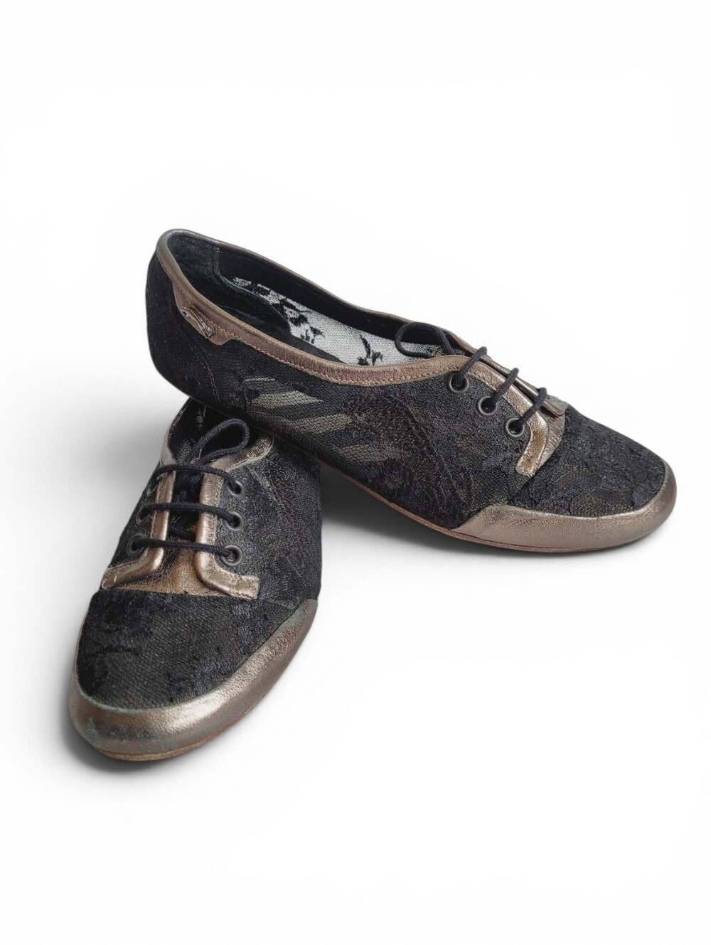 Vintage Puma Alexander Van Slobbe Mesh Ballet Flats Black Lace metallic 7.5